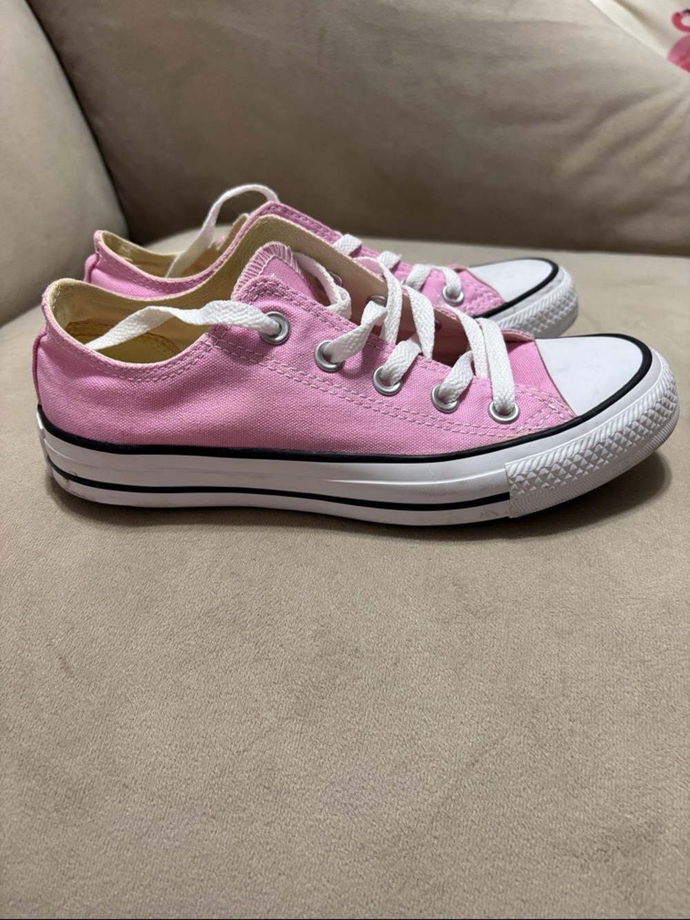 Converse All Star Low Top Sneakers in Pink & White - Picture 4 of 9